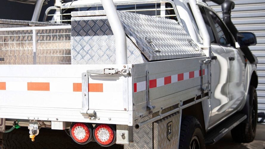 Ute with safety adhesive stripe.