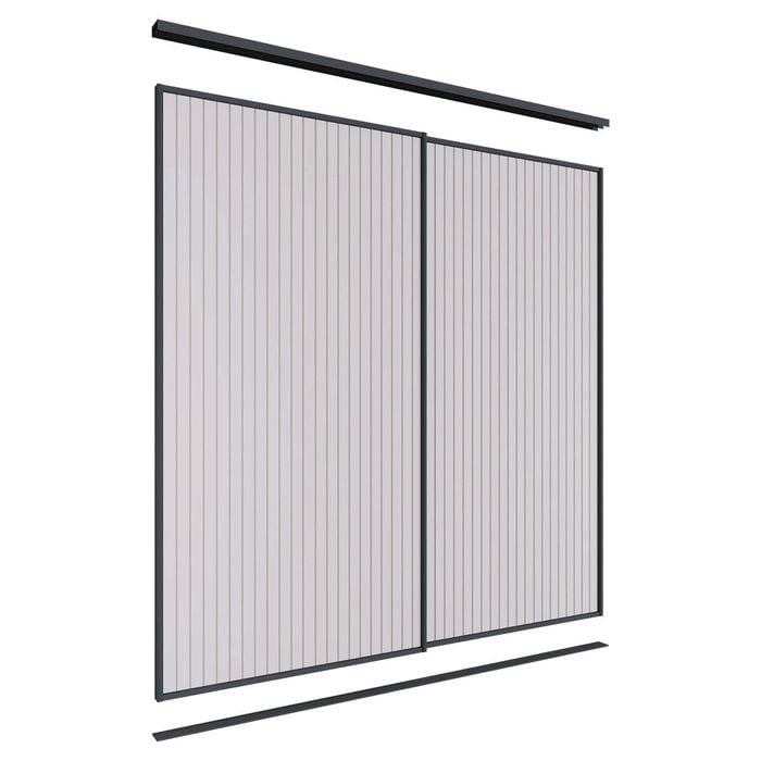 Lugna 2400 x 1801-2400mm Black VJ Panels Wardrobe Double Sliding Doors