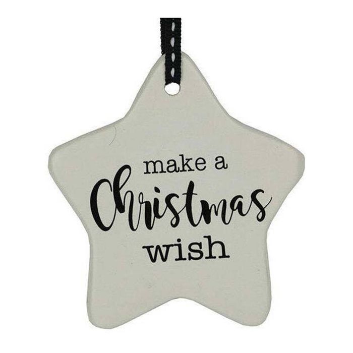 Ceramic Hanging 8x9cm Star Christmas Wish w/ Ribbon Ornament Home/Office Decor