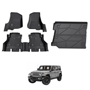 AUSGO Floor Mats & Boot Liner Set for Jeep Wrangler JL Series 4Door 2018-Onwards Car Floor Liners Cargo Mat