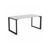 Olg Anvil Single Black Frame White Top Scallop Office Desk L1500mm X W750mm