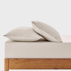 Dreamaker 400TC Premium Cotton Sateen Fitted Sheet Set Oatmeal Single Bed