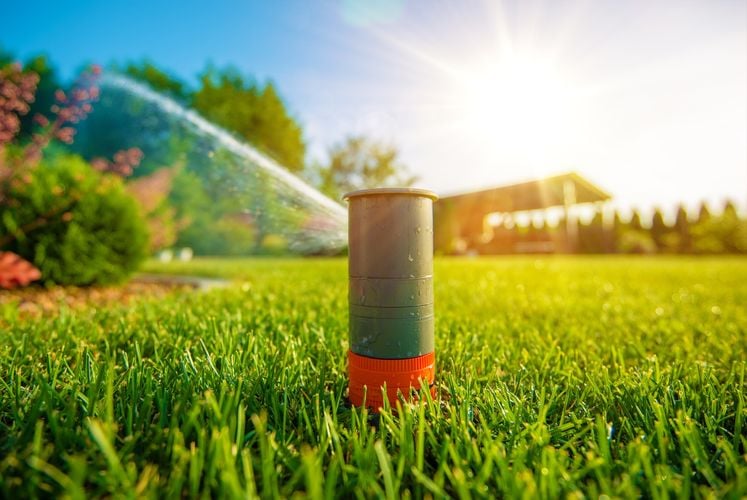 Closeup of a lawn sprinkler