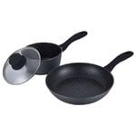 2pc StoneDine Plus 24cm Frypan/16cm Sauce Pan Set - Black