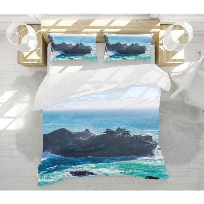 3D Blue Ocean Waves 50 Bed Pillowcases Quilt King Size