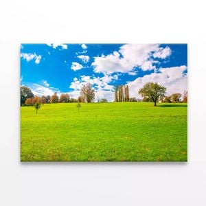 Green Field and Blue Sky  Print 100% Australian Made 90 x 60cm  (Stretched)