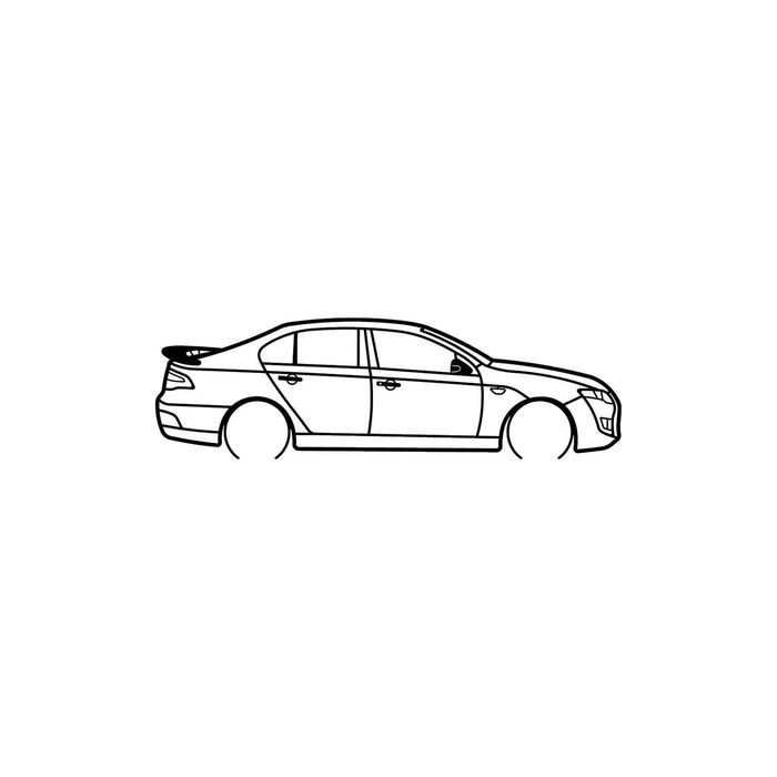 Ignite Laser Ford FG F6 Sedan Silhouette Metal Wall Art Coated Black 47inch/120cm
