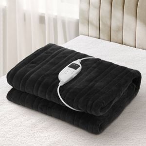 Bedra Heated Electric Blanket Throw Rug Washable Black