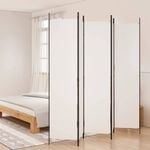 vidaXL 5-Panel Room Divider White Fabric Privacy Screen Room Separator Folding