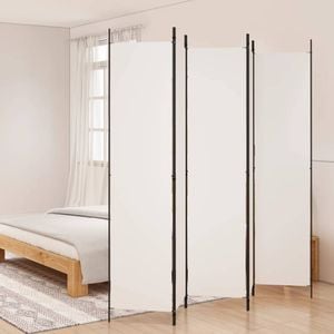 vidaXL 5-Panel Room Divider White Fabric Privacy Screen Room Separator Folding