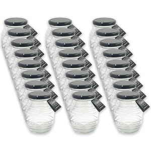 24PK Glass & Co Cleo Ribbed Small Round Screw Lid Jar 350ml Clear Assorted