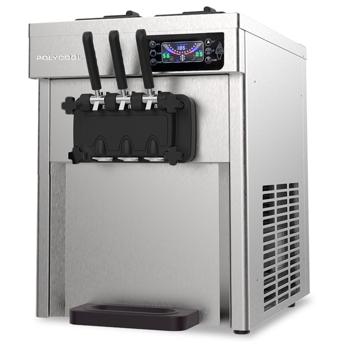 POLYCOOL Benchtop Soft Serve Ice Cream Machine, 3 Flavours, 2+Twist ...
