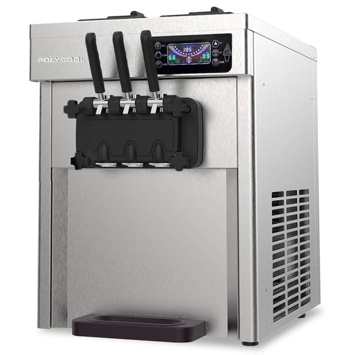 POLYCOOL Benchtop Soft Serve Ice Cream Machine, 3 Flavours, 2+Twist, Frozen Yoghurt, Acai Maker, Twin Cylinder, 15A Plug