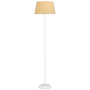 Telbix Jaxon Contemporary Standing Floor Lamp Light Metal Fabric White Wheat