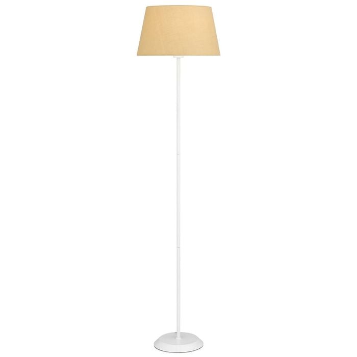 Telbix Jaxon Contemporary Standing Floor Lamp Light Metal Fabric White Wheat
