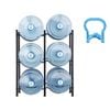VEVOR Water Jug Holder Black with 3 Tiers Single Row Rack for 6 Bottles