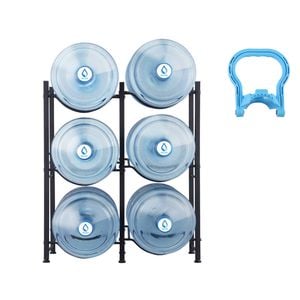 VEVOR Water Jug Holder Black with 3 Tiers Single Row Rack for 6 Bottles