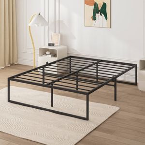 Advwin Bed Frame Double Size Metal Frame Bed Mattress Base Platform Black