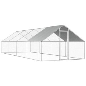 vidaXL Outdoor Chicken Cage 2.75x8x1.92m Galvanised Steel Poultry Cage Run House