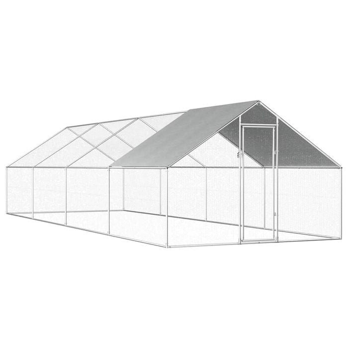 vidaXL Outdoor Chicken Cage 2.75x8x1.92m Galvanised Steel Poultry Cage Run House