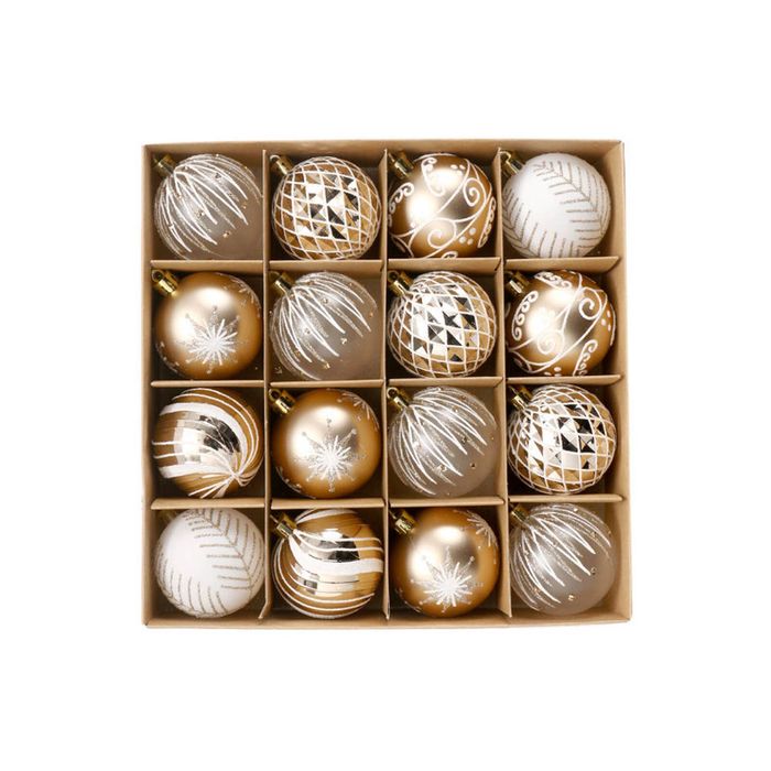 Catzon 16 Pcs Christmas Balls 6CM Painted Ornaments for Xmas Tree Garland Decor-Champagne