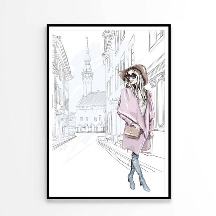 Pink Girl With Stylish Hat Print 100% Australian Made 60x90cm (Poster)