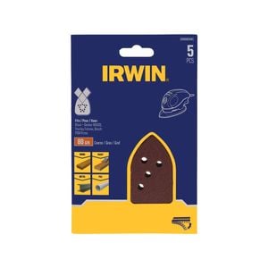 IRWIN 100 x 135mm 80 Grit Mouse Sanding Sheets - 5 Pack