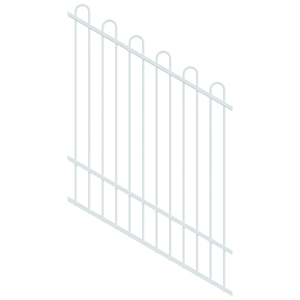 ProtectorAl 0350-1200W x 1500H Pearl White Loop Top Pool Fence Panel Raked 16-30º