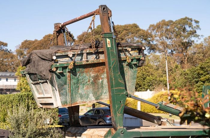 tip with rubbish from a build site in it as a clean build site makes a successful build. 