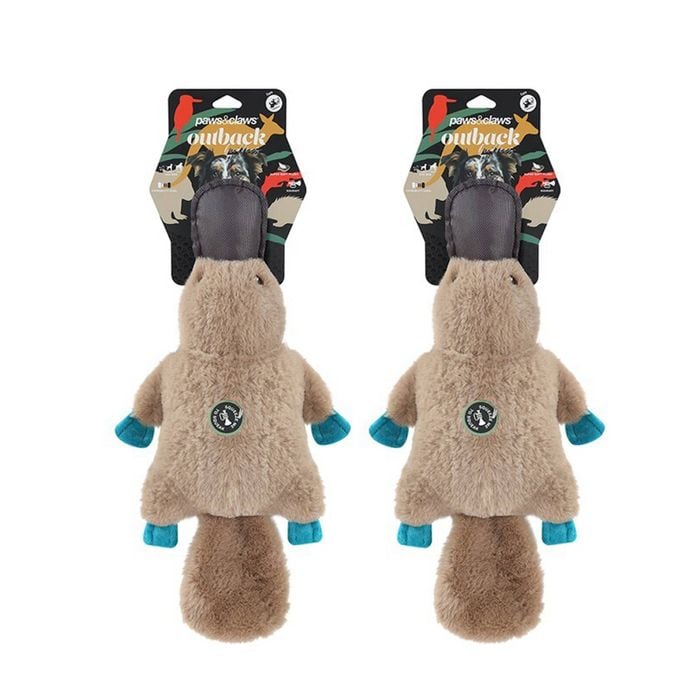2x Paws & Claws Outback Buddies 42cm Platypus Pet/Dog Toy