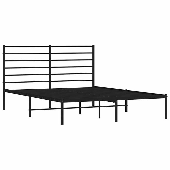 vidaXL Bed Frame Bed Base Slat Bed with Headboard Black 153x203 cm Queen Size