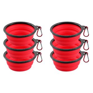 6x Paws & Claws Collapsible 350ml/13cm Pet Dog Travel Bowl Feeder Round Assorted