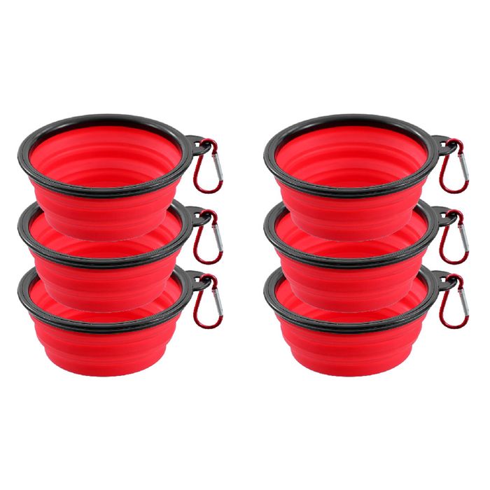 6x Paws & Claws Collapsible 350ml/13cm Pet Dog Travel Bowl Feeder Round Assorted