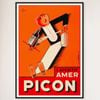 Galrie Amer Picon Vintage Waiter Advertising Poster -French Aperitif Art Print Home Decor, Black Frame, 50 x 70cm (20 x 28inch)