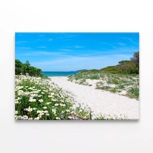 Beach with Flowers and Grass  Print 100% Australian Made 90 x 60cm  (Stretched)