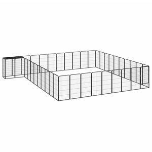 vidaXL 42-Panel Dog Playpen Black Powder-coated Steel Enclosure Puppy Fence