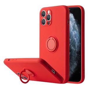 Ring Stand Case Shockproof Magnet Silicone Cover - For Apple iPhone 14 Pro Max (Red)