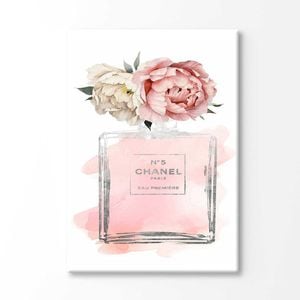 Pink Peony Fashion Bottle Print 100% Australian Made 75x50cm (Stretched Canvas)