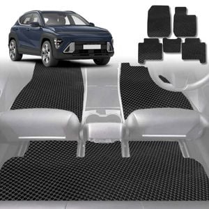 6D Diamond Car Floor Mats for Hyundai Kona Electric (SX2) 2023-Current-Full Set-Black-Outback GT