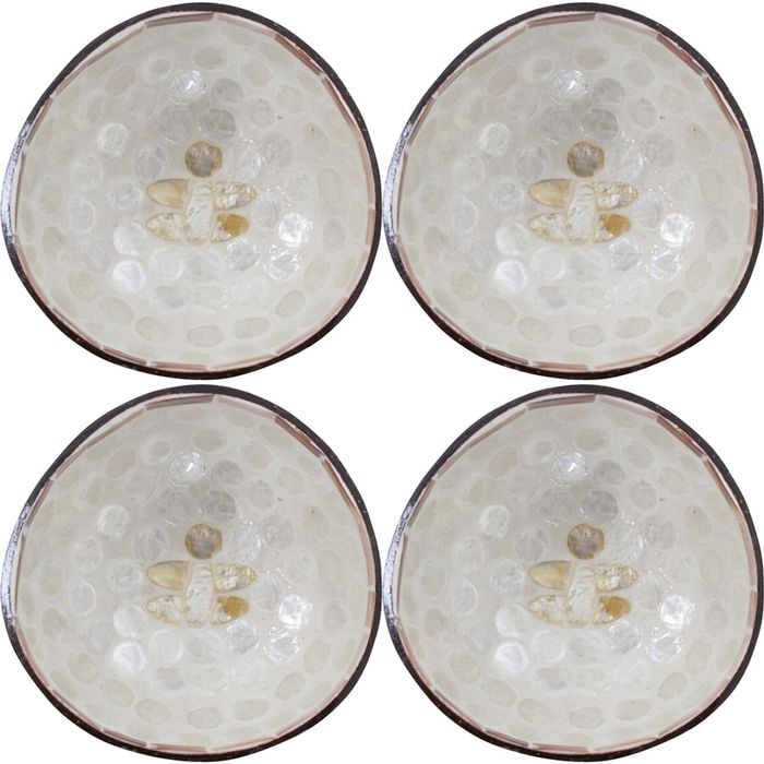4PK LVD Coconut Bowl Bee Ivory Decorative Home Decor Ornament Statue 13x6cm