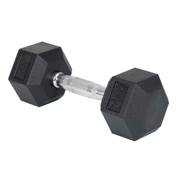 Ultimate 284 x 109 x 94mm 5kg Black with Chrome Handle Hex Dumbbell