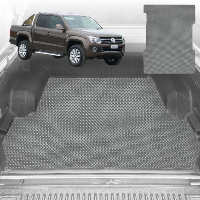 6D Diamond Ute Tub Mat for VolksWagen Amarok Dual Cab 2010-2022 (With Factory Plastic Tub Liner) - Grey