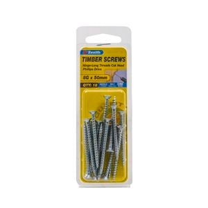 Zenith 8G x 50mm Zinc Plated Timber Screw - 18 Pack