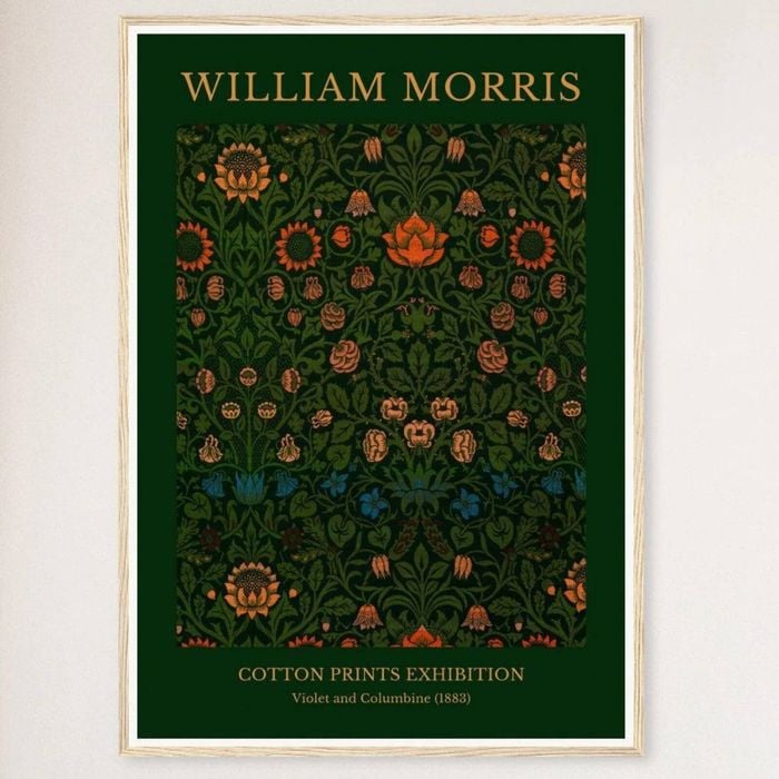 Galrie William Morris Cotton Prints Exhibition Artwork Violet and Columbine (1883) Home, Wood Frame, A2 42 x 60cm (16 x 24inch)