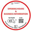 Tap and Share Contactless Sharing Smart NFC 'Opening Hours & Business Information' Epoxy Sticker + QR code