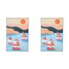 2PK LVD Framed Canvas Summer Sail Home Wall Decor 40x60cm