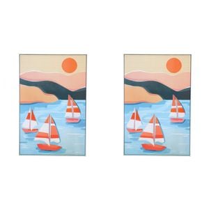 2PK LVD Framed Canvas Summer Sail Home Wall Decor 40x60cm
