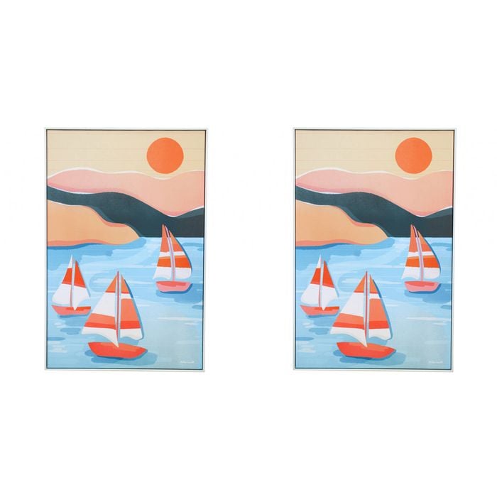 2PK LVD Framed Canvas Summer Sail Home Wall Decor 40x60cm
