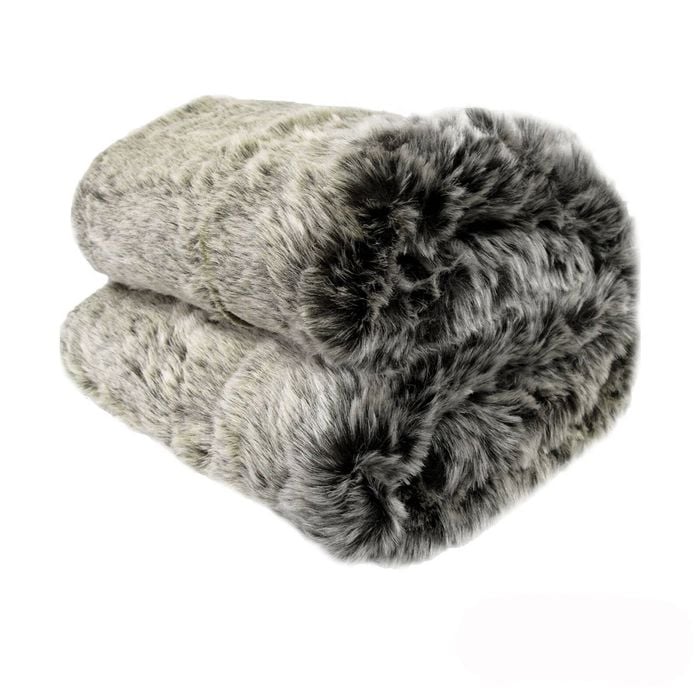 Sia Luxury Range Faux Fur Throw Rug 127 x 152 cm Grey Wolf