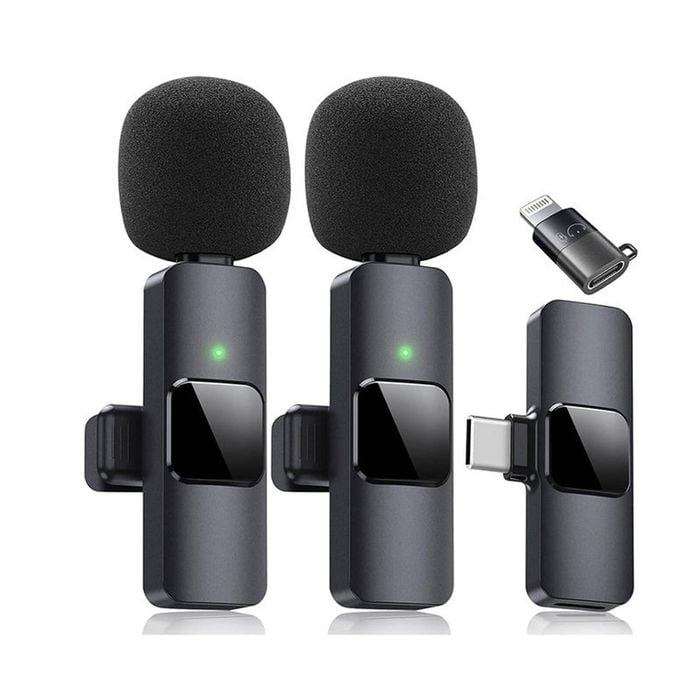 Catzon Dual Wireless Lavalier Microphone With Adapter For Ios Android